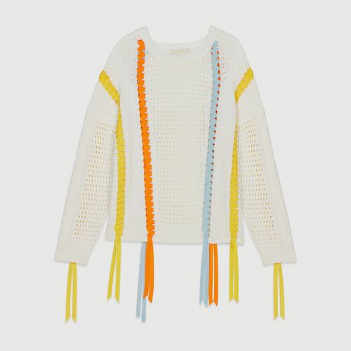 MASCOTTE Sweater in novelty knit with ribbon | Maje (UK)