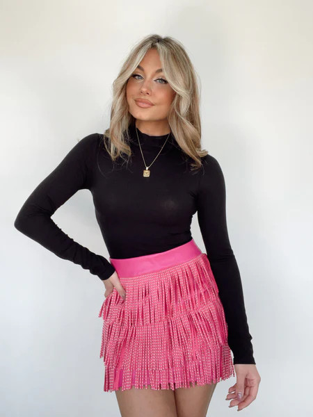 Fuchsia Too Much Fringe Skirt | Lane 201 Boutique