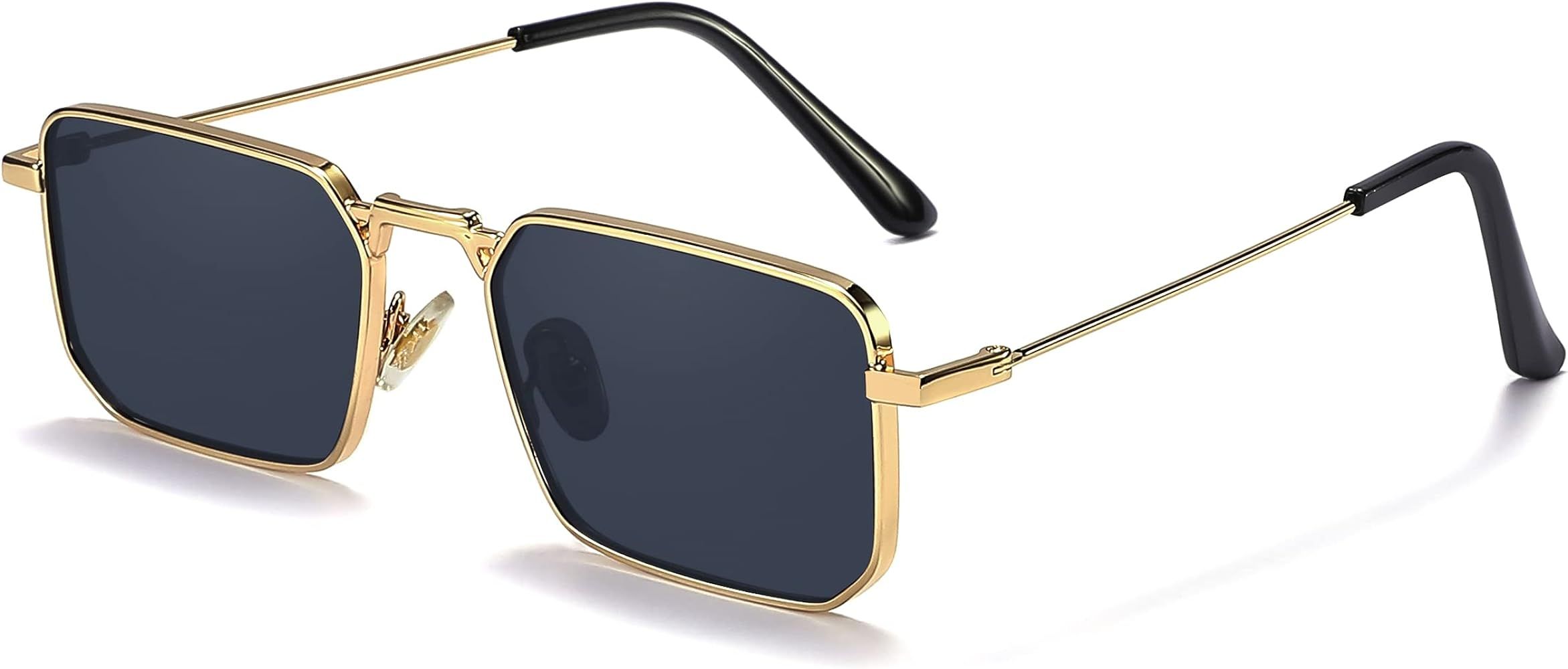 Naomi Rectangular Sunglasses Classic Retro Metal Frame Small Size UV400 UV Protection For Men And... | Amazon (US)