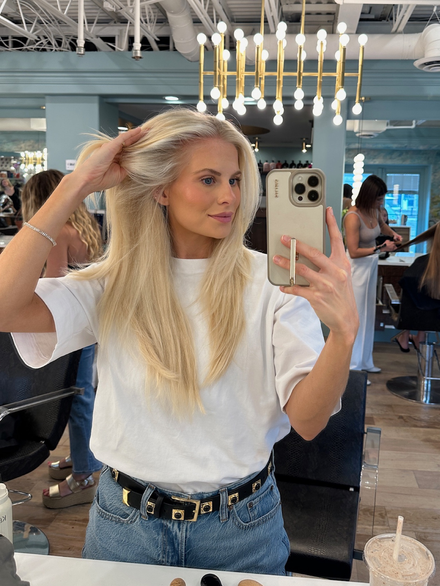 Hair day outfit 💇🏼‍♀️ wearing a small in top, 27 reg in jeans, xs/s in belt! Code kathleen15 for discount on belt! #kathleenpost #casualoutfit#LTKFallSale

#LTKFindsUnder100 #LTKStyleTip