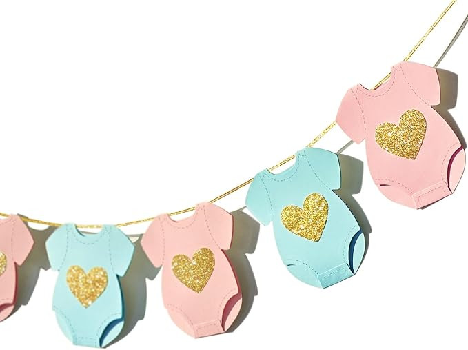 Blue Pink Baby Shower Paper Garland Short-Sleeve Bodysuits Clothesline Garland Gender Reveal Birt... | Amazon (US)