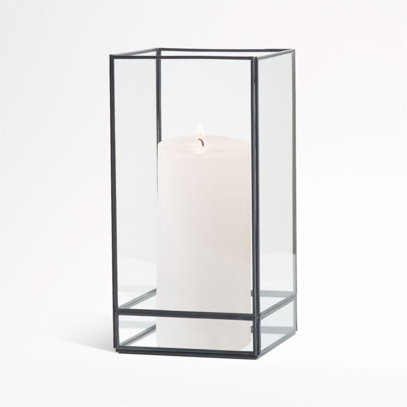 Jasper 12" Black Square Hurricane Candle Holder + Reviews | Crate & Barrel | Crate & Barrel