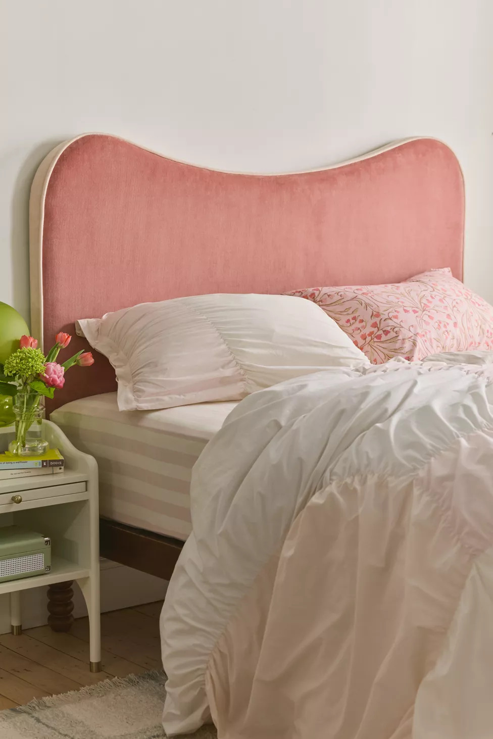 Jane Piped Velvet Upholstered Floating Headboard | Urban Outfitters (US and RoW)