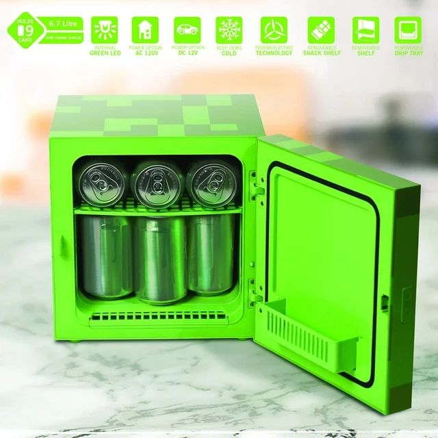 Minecraft Green Creeper 9 Can Mini Fridge 6.7L 1 Door Ambient Lighting 10.4 in H 10 in W 10 in D | Walmart (US)
