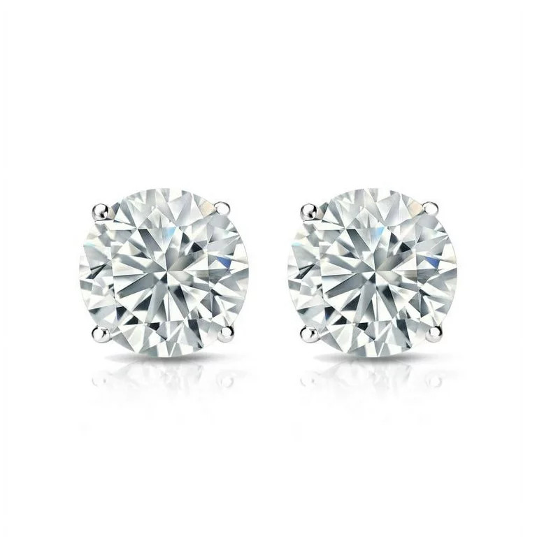 2 Carat Round Moissanite Adult Stud Earrings In 18K White Gold, Female | Walmart (US)
