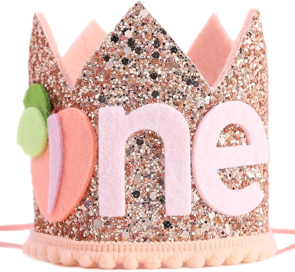WAWUO Peach Birthday Crown for First Birthday Party - First Birthday Hat for Photo Booth Props, B... | Amazon (US)