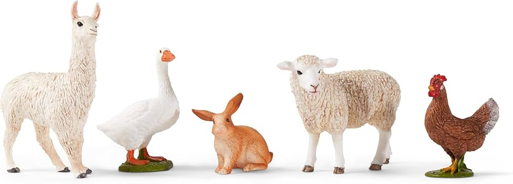 Schleich Farm World 5-Piece Farm Animal Toy Set Including Cute Llama, Rabbit, Sheep, Hen and Goos... | Amazon (US)