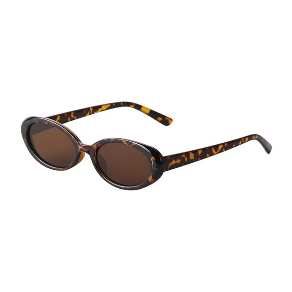 90s Sunglasses For Women Men Retro Oval Sun Glasses Trendy Small Vintage Shades Brown Flower | Walmart (US)