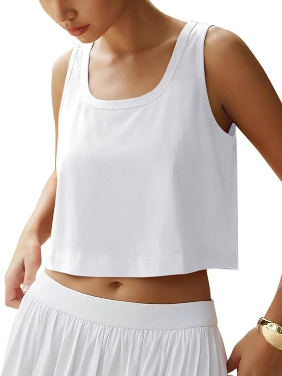 REORIA Crop Tops for Women Summer Sleeveless Going Out Tank Shirts 2026 Trendy Scoop Neck Casual ... | Amazon (US)