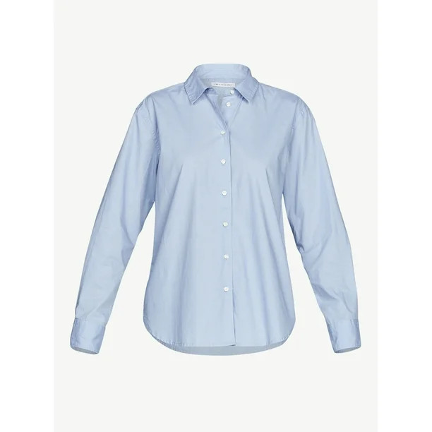 Free Assembly Women's Boyfriend Shirt with Long Sleeves - Walmart.com | Walmart (US)