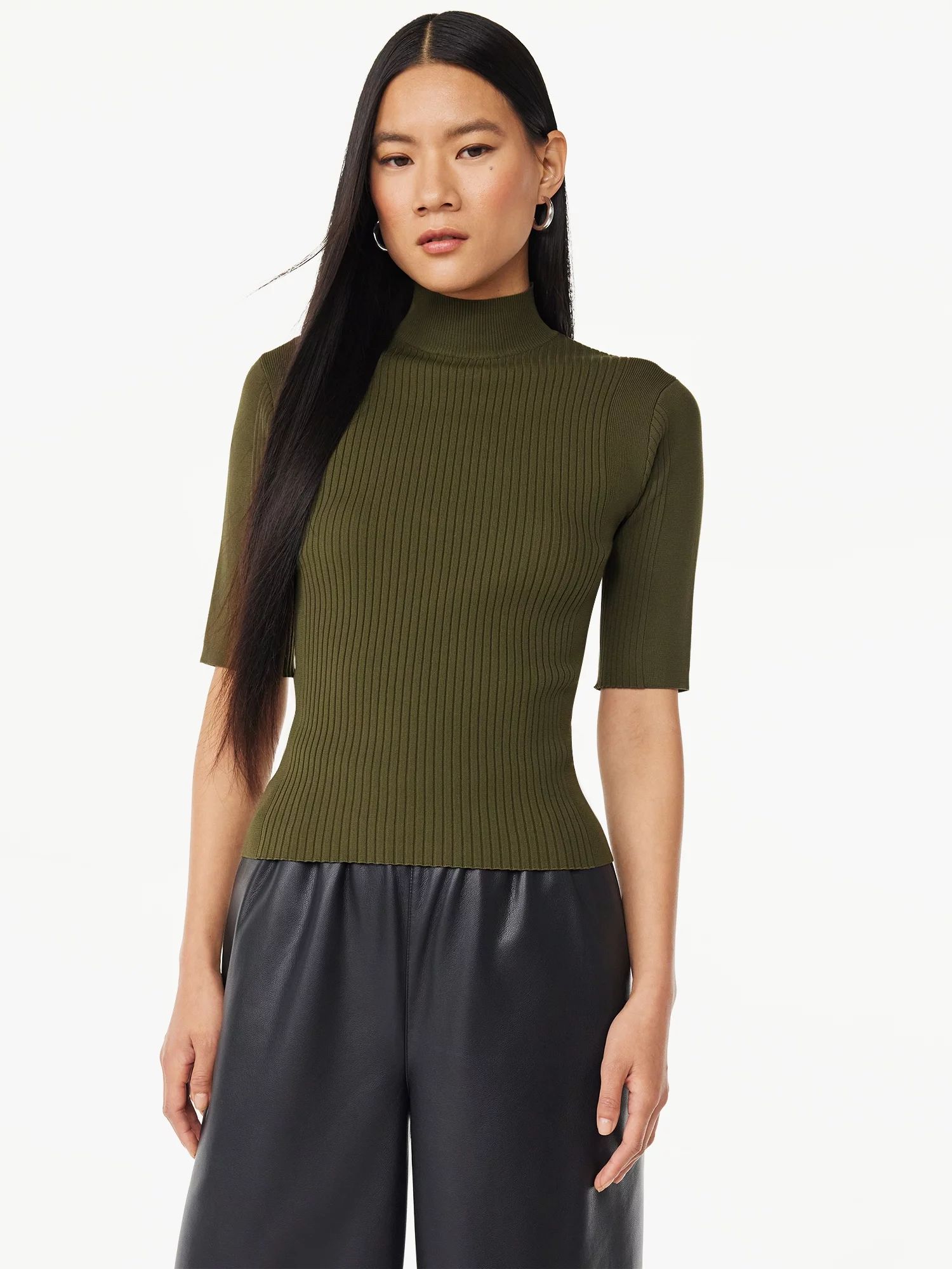 Scoop Women's Mock Neck Top, Sizes XS-2XL | Walmart (US)