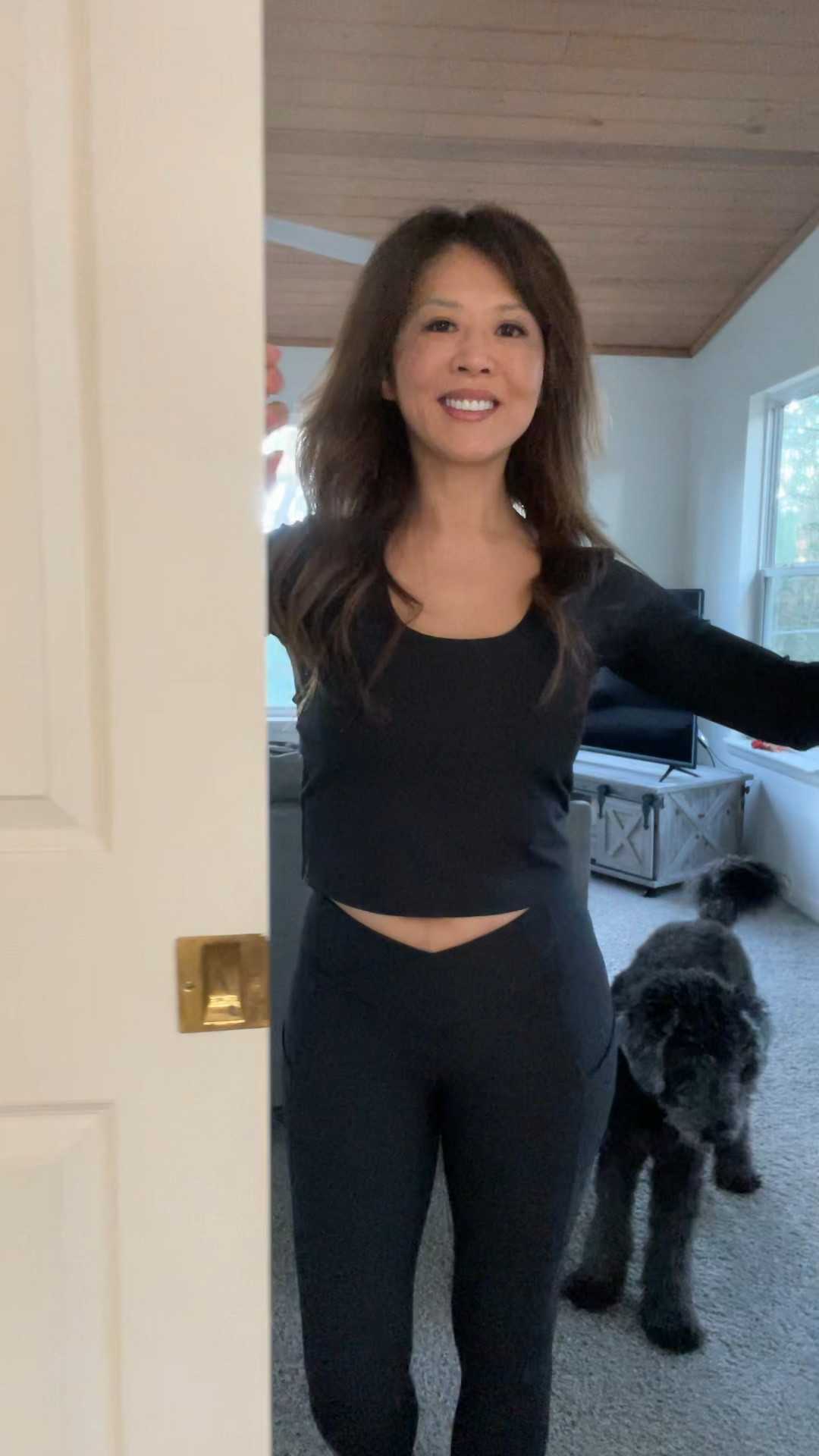 Fabletics Oasis twist rib crop top and oasis rib 7/8 leggings in black | I’m wearing small in both. 

#LTKstyletip #LTKSpringSale #LTKfitness