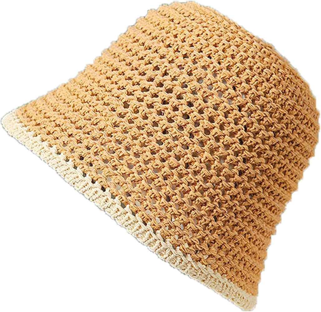 Summer Bucket Hat, Natural Straw Hollow Hat,Sun Protection and Vacation | Amazon (US)