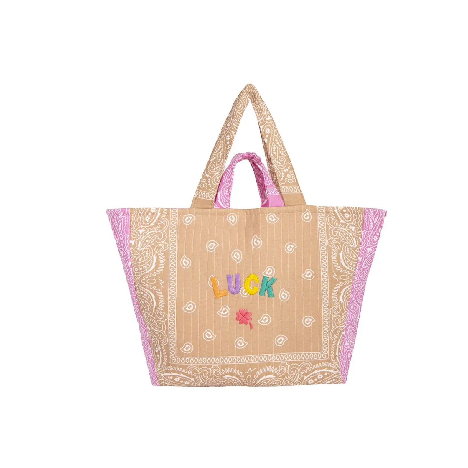 Luck Hand Embroidered Perla Tote Bag: Handcrafted Quilted Bandana Maxi Shoulder Bag | Etsy (US)