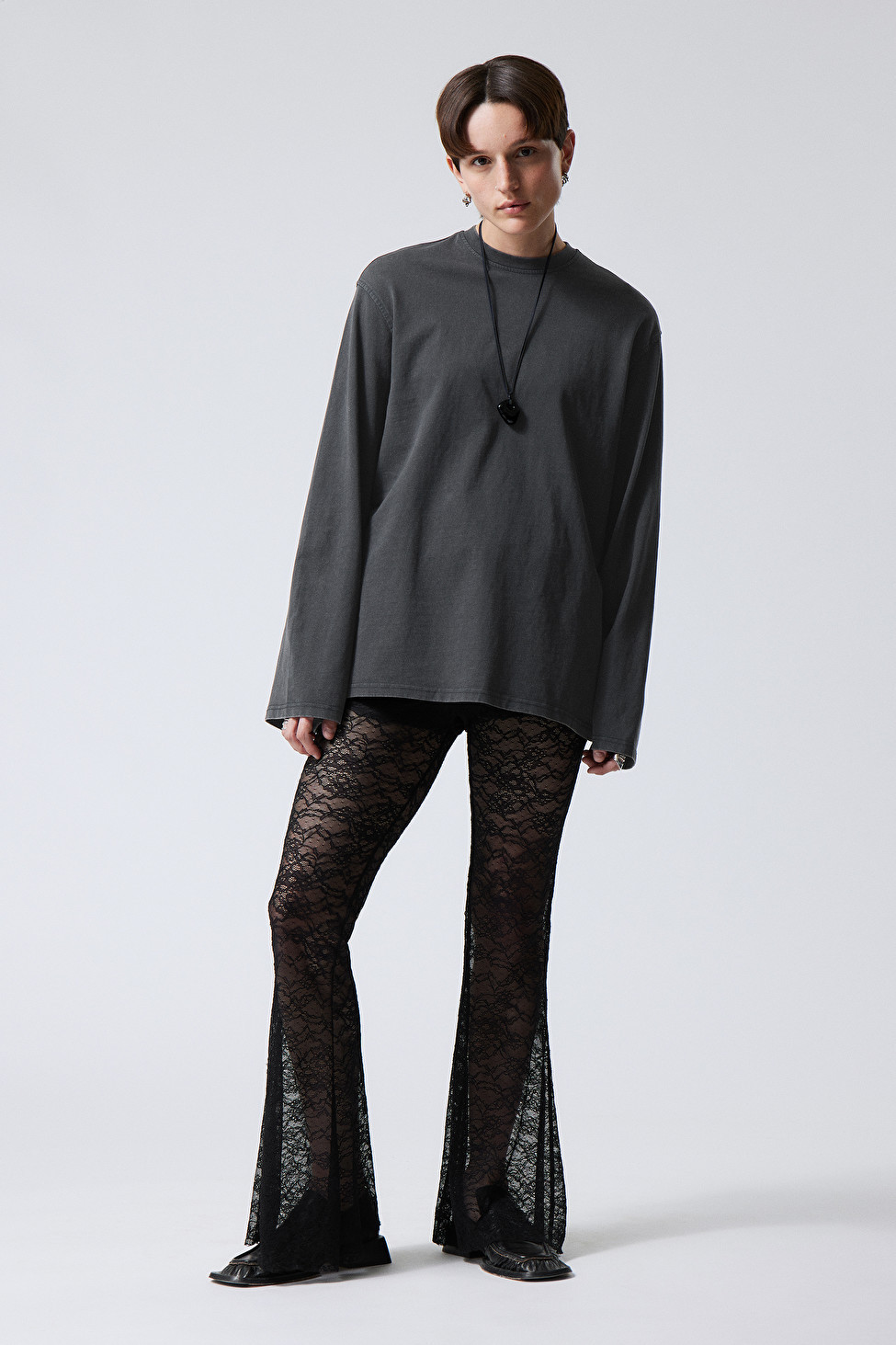 Mina Flared Lace Trousers | Weekday