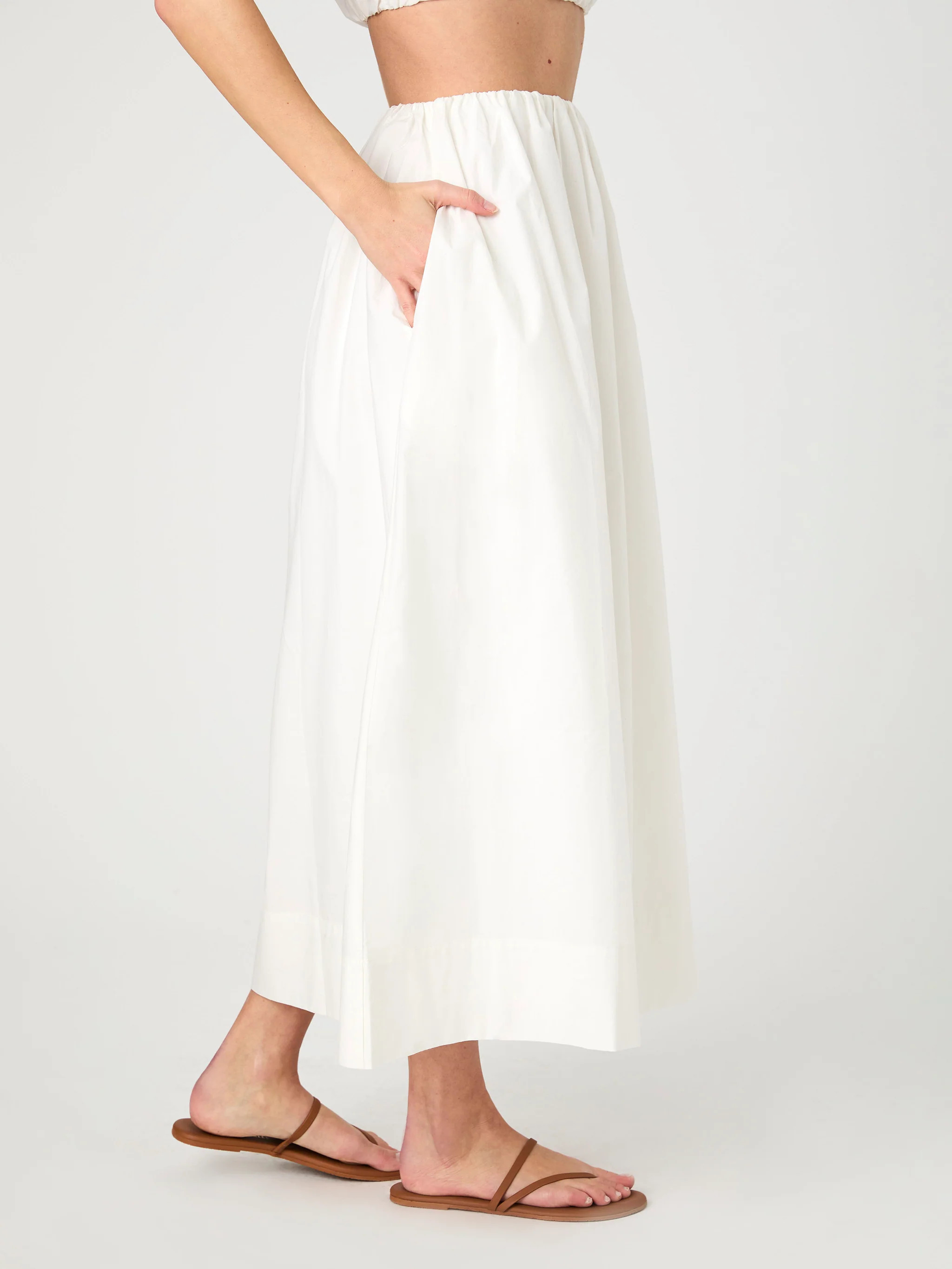 Nomi Cotton Ruched Midi Skirt | French Connection (US)