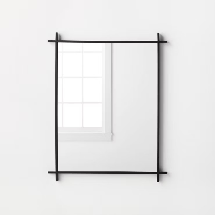 24" x 30" Cross Corner Metal Wall Mirror Black - Threshold™ designed with Studio McGee | Target