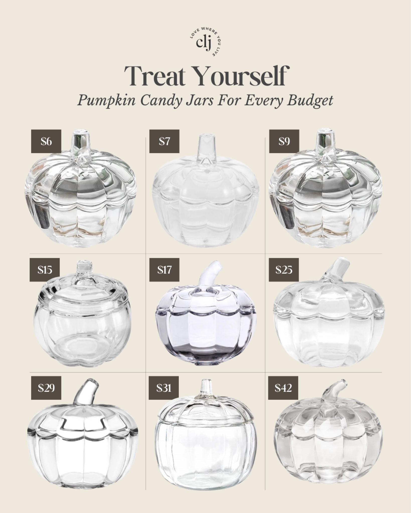 For Every Budget: Pumpkin Candy Jars 🎃 I picked up the cutest little glass pumpkin candy jar last Halloween and it sits on my counter all fall with Chris’s homemade candy corn mix. Rounded up a bunch of similar jars at every budget for you!

#LTKFindsUnder50 #LTKSeasonal #LTKHome