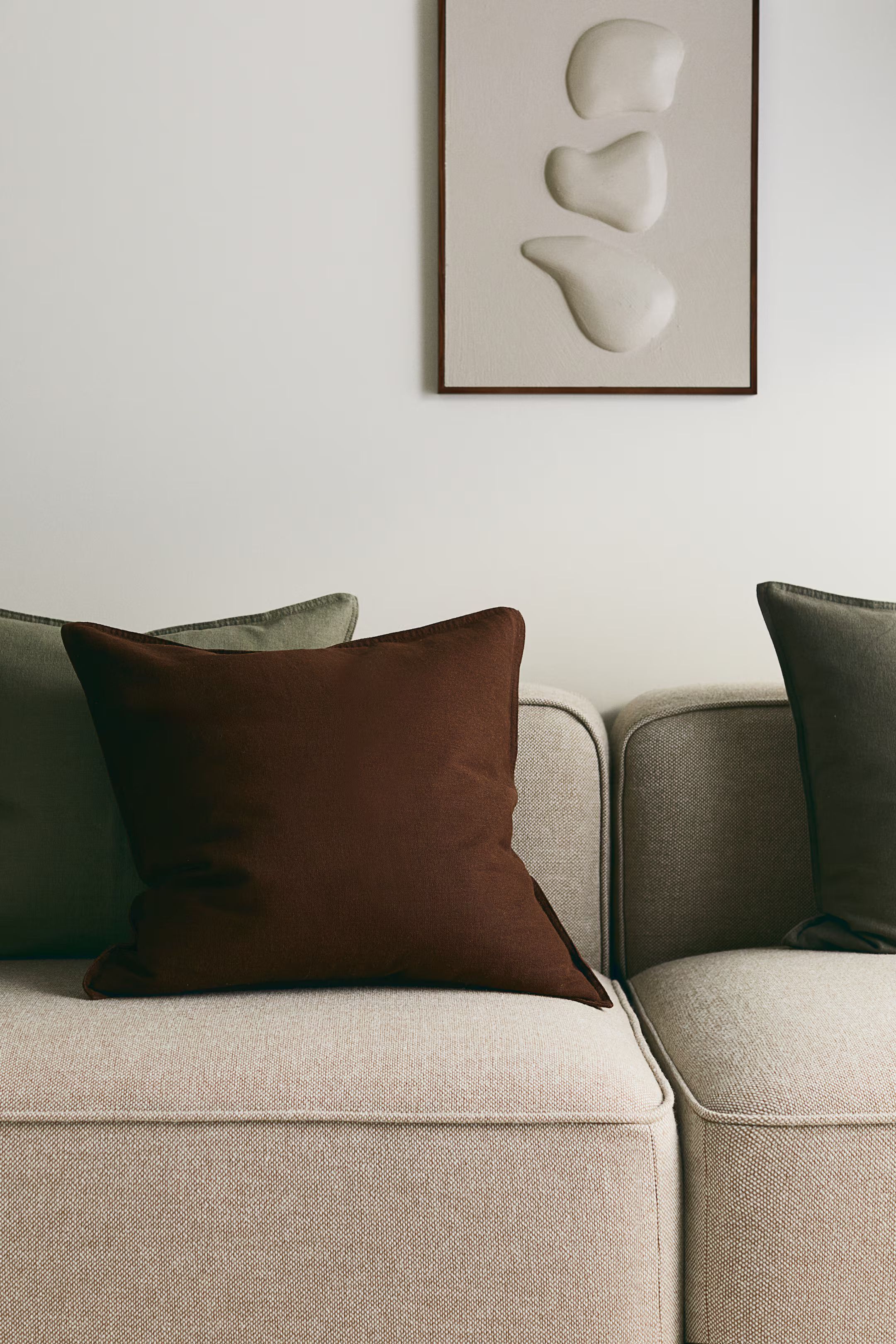 Linen-blend Cushion Cover - Dark brown - Home All | H&M US | H&M (US + CA)