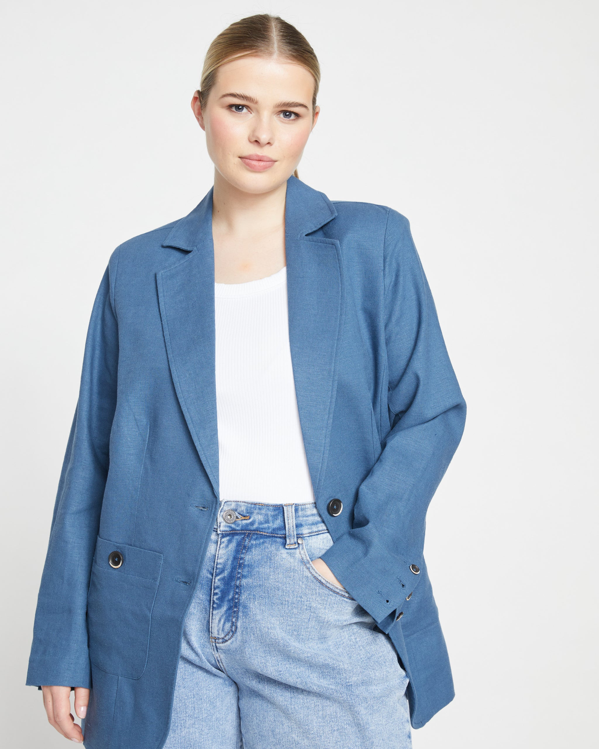 Coastal Linen Blazer - Bleu Scolaire | Universal Standard