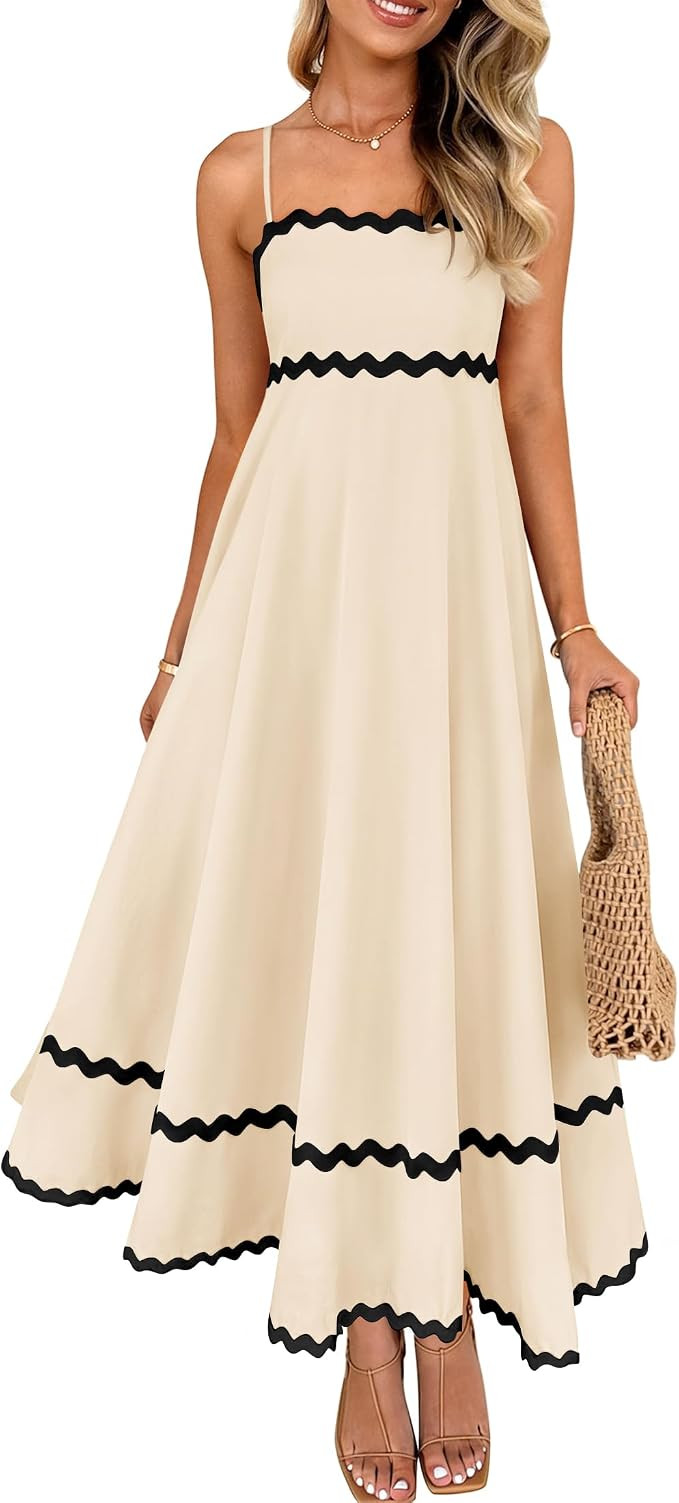 ZESICA Women's 2026 Summer Spaghetti Straps Midi Dress | Amazon (US)