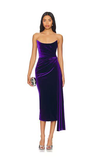 Strapless Twisted Velvet Midi Dress in Deep Violet | Revolve Wedding Guest Dress | Revolve Clothing (Global)