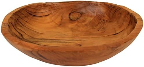 ANDALUCA 9 Inch Teak Wood Hand Carved Rustic Organic Bowl Small (9"-10" Diameter) | Amazon (US)
