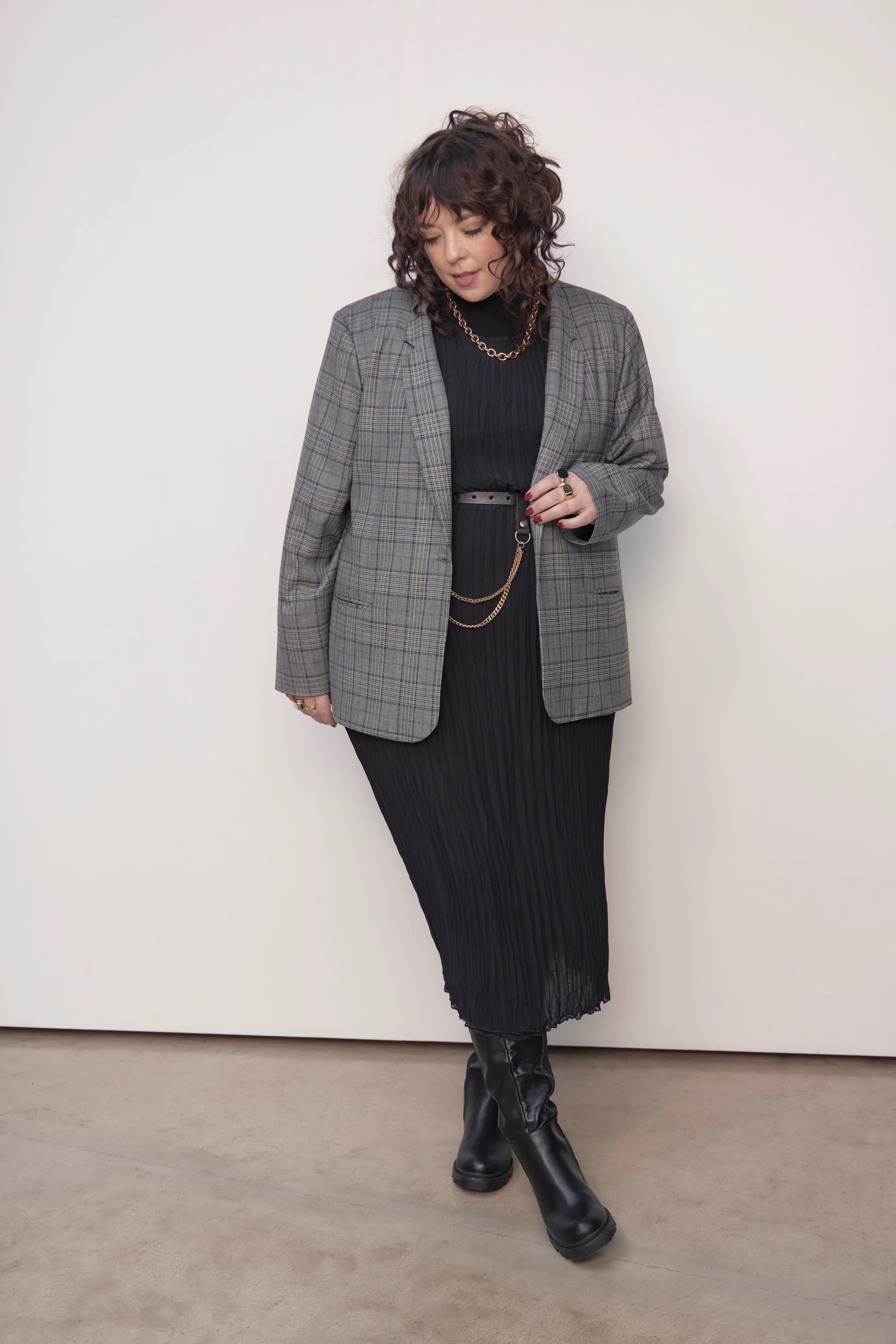 Bett Soft Tailored Blazer - Blue Grey Plaid - BAACALxBECCA | BAACAL Limited, LLC