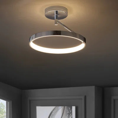 Cresson 1 - Light 17.5" Unique/Statement Circle LED Semi Flush Mount Orren Ellis | Wayfair North America