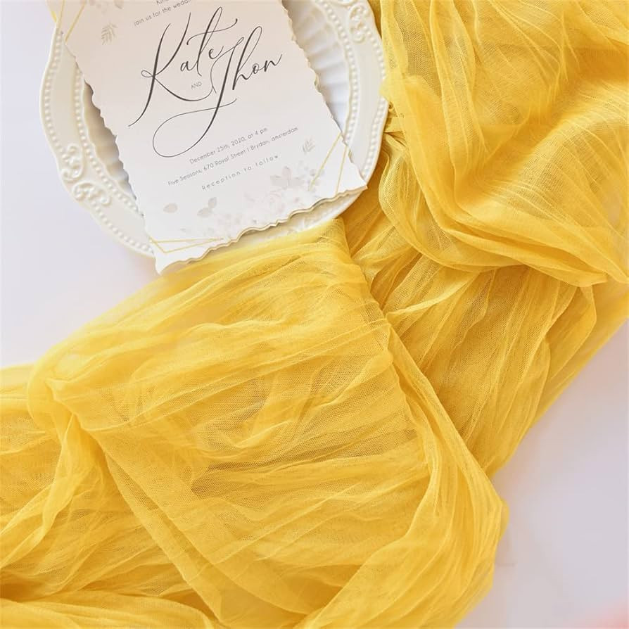 Joanlody Yellow Cheesecloth Table Runner Spring Summer 10Ft Rustic Gauze Boho Cheese Cloth Table ... | Amazon (US)