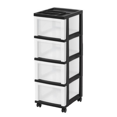 IRIS 4 Drawer Storage Cart with Organizer Top Black | Target