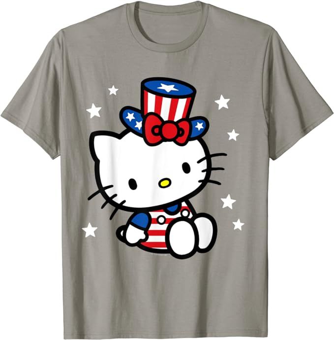 Mademark Hello Kitty American 4th of July Short Sleeve Classic Polyester T-Shirt for Men in Grey | Amazon (US)