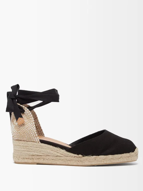 Castañer - Carina 30 Canvas & Jute Espadrille Wedges - Womens - Black | Matches (US)