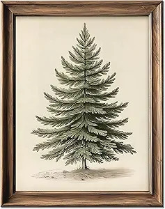 YHCTHT Vintage Christmas Tree Picture Wall Decor, Rustic Pine Tree Vintage Print, Winter Holiday ... | Amazon (US)