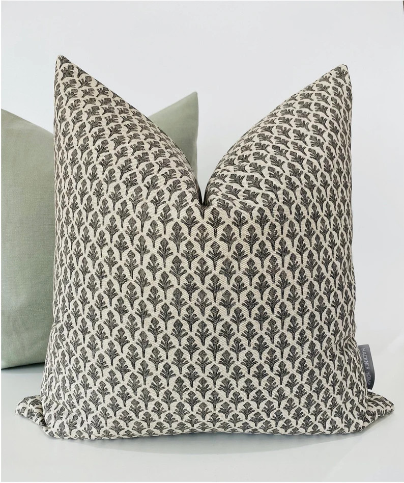 Charcoal Leaf  Gray Pillow Cover Charcoal Pillow Decorative - Etsy | Etsy (US)