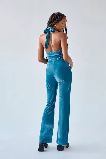 UO Sasha Velvet Halter Jumpsuit | Urban Outfitters (US and RoW)