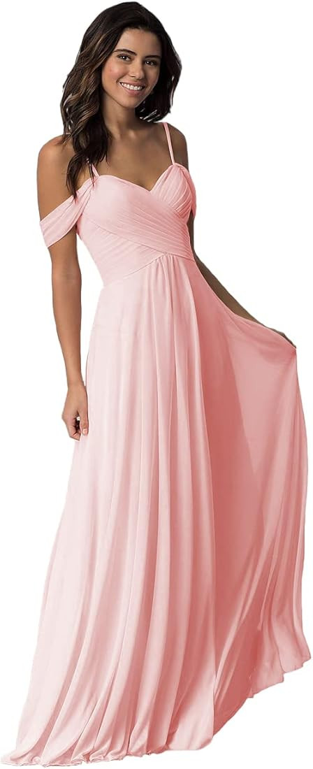 Miao Duo Women's Long Off Shoulder Chiffon Wedding Bridesmaid Dresses MD1201 | Amazon (US)