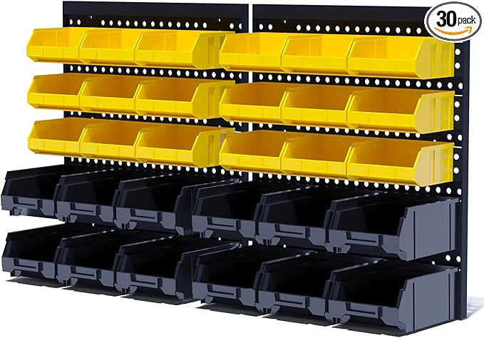 30PCS Wall Mounted Storage Bins, Plastic Tool Organizer for Garage Storage, Screws, Nuts, Bolts, ... | Amazon (US)