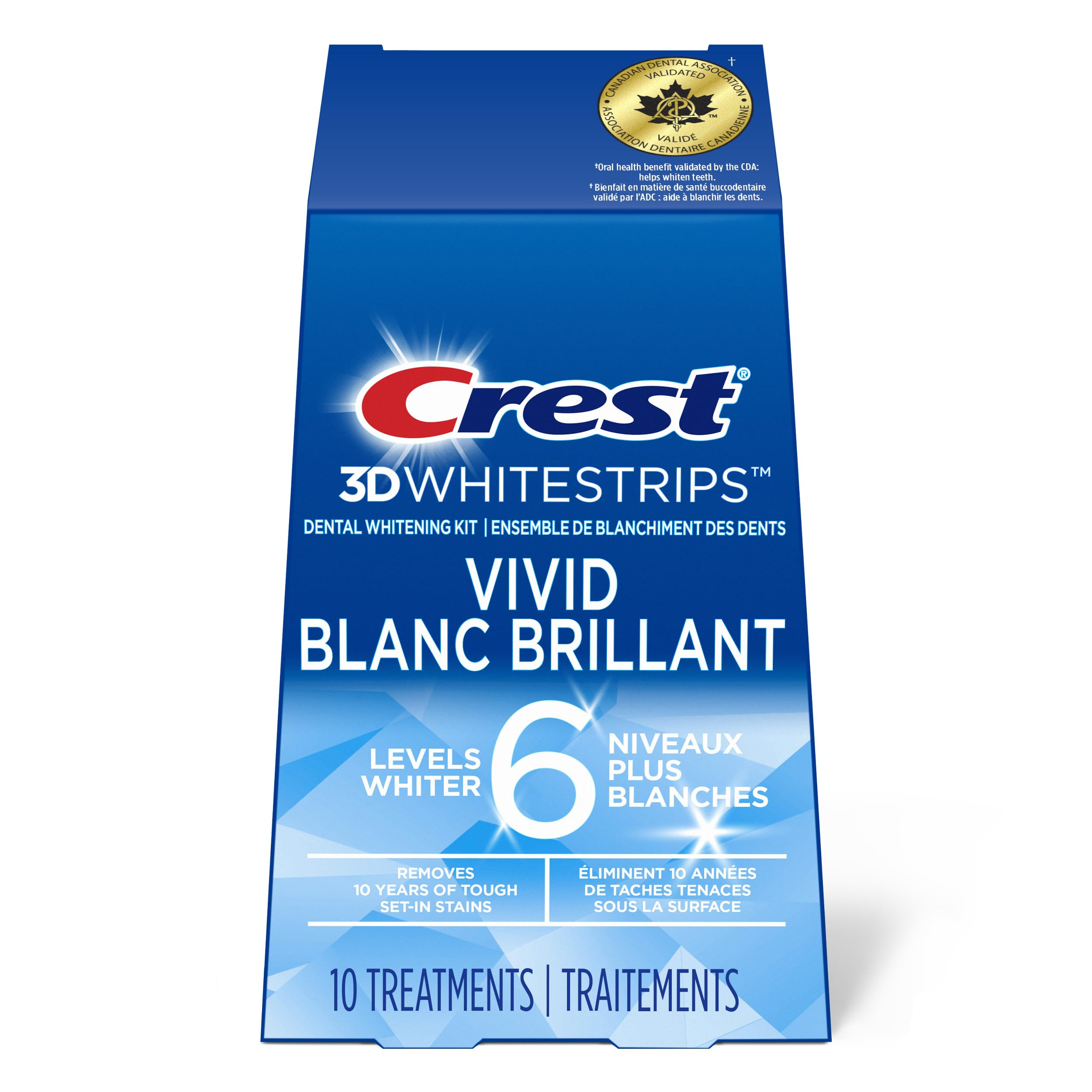 Crest 3D White Teeth Whitening Kit Whitestrips Classic Vivid 10 Treatments, 20 Individual Strips | Amazon (CA)