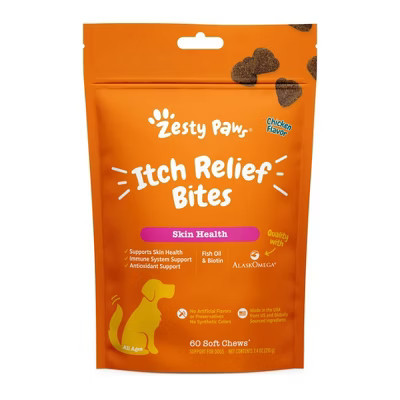 Zesty Paws Itch Relief Bites Chicken Dog Vitamin and Supplements - 60ct | Target