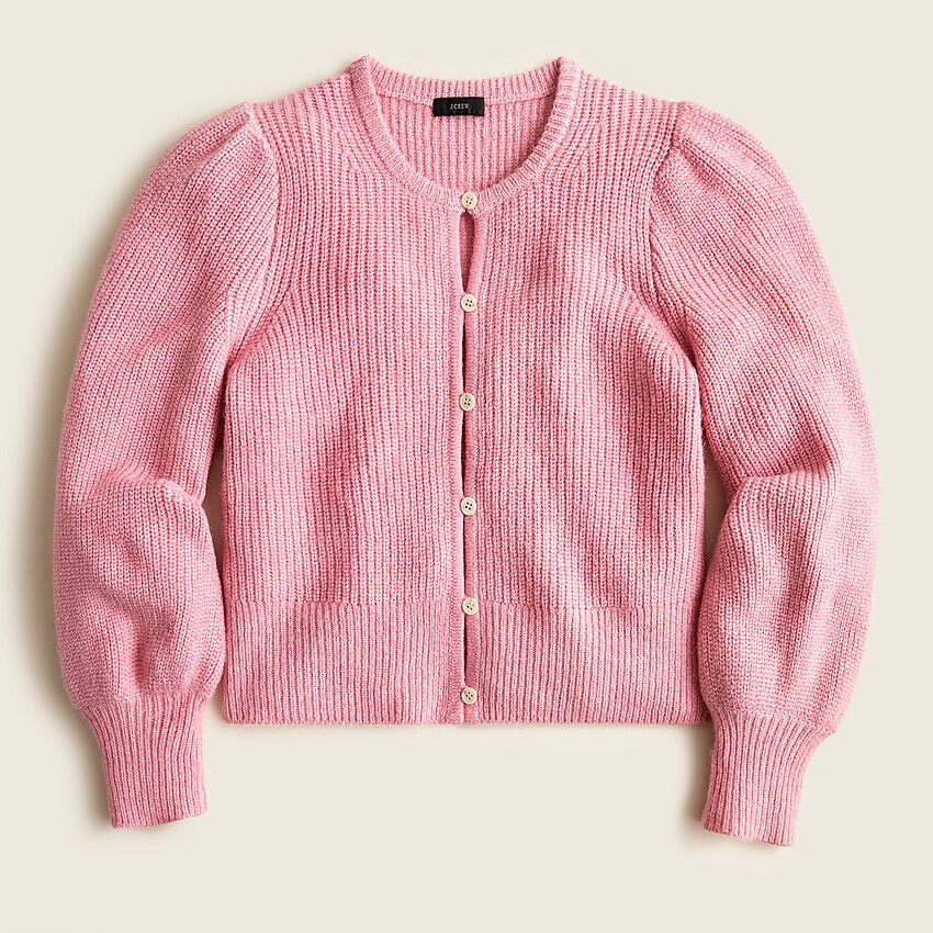 Puff-sleeve lightweight alpaca blend cardigan sweater | J. Crew US