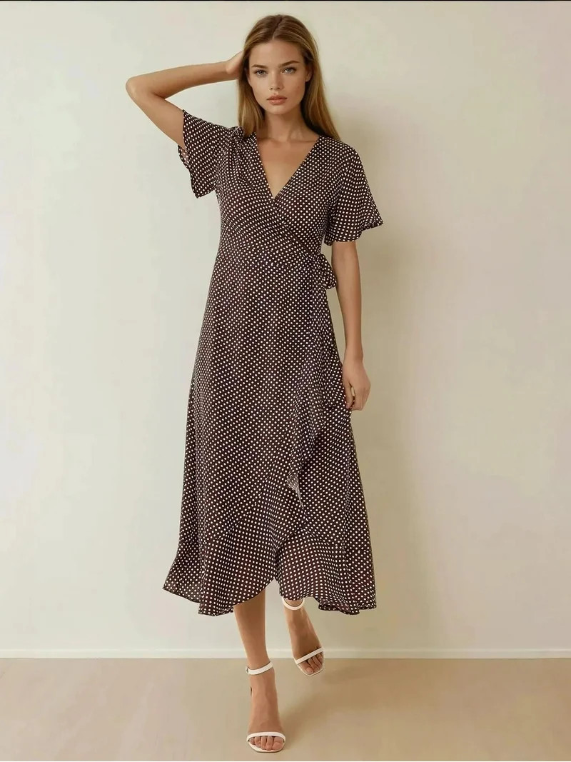 V-Neck Printed Viscose Maxi Dress | Walmart (US)