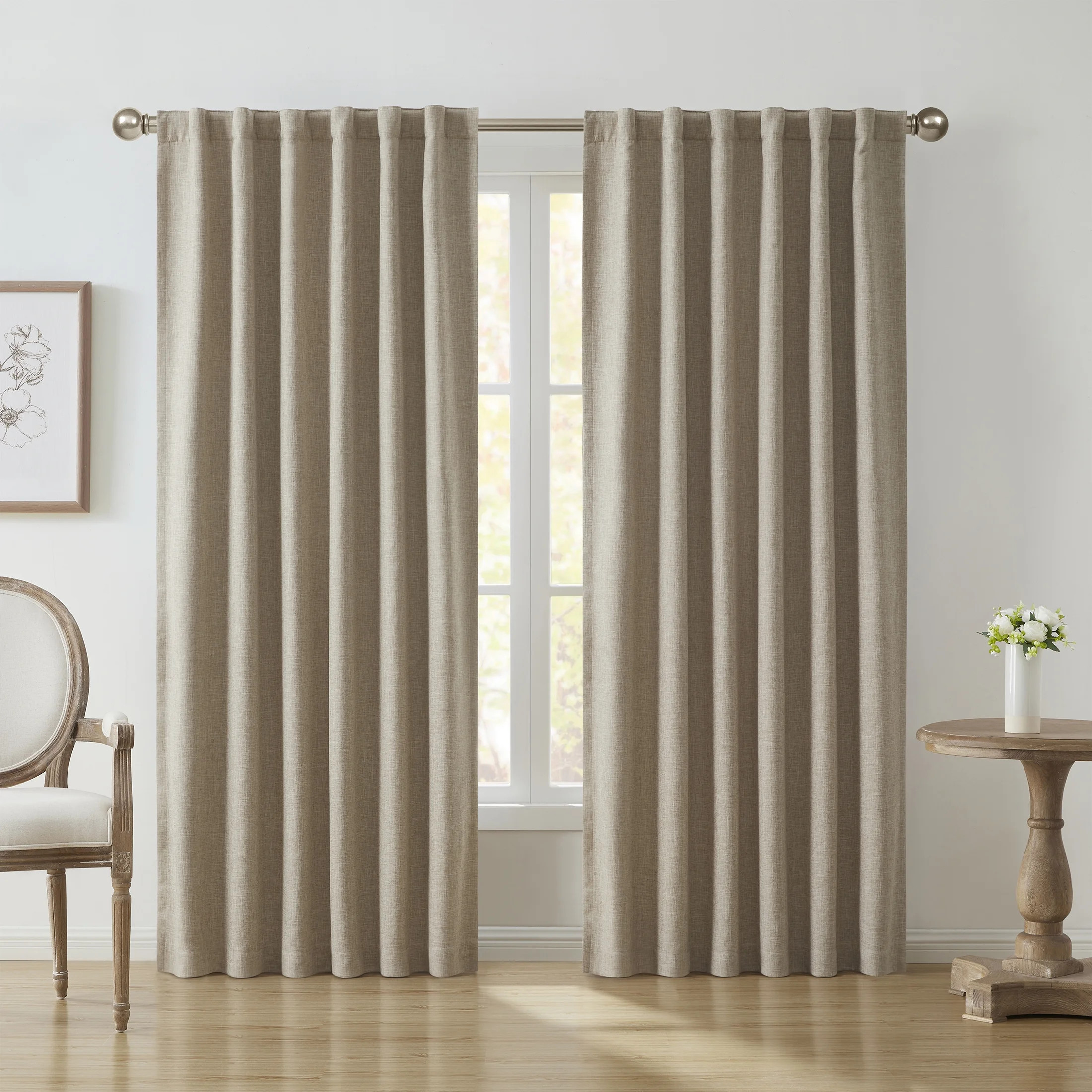 My Texas House White Pepper Blackout Curtain Panel, Rod Pocket/Back Tab, 52 in x 96 in | Walmart (US)