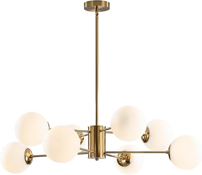 BOKT Mid Century Modern Sputnik Chandelier Light Fixture 8-Lights Large Gold Globe Chandelier Cei... | Amazon (US)