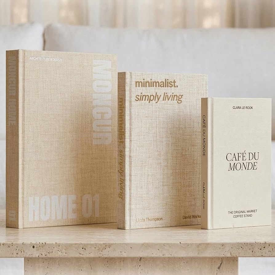 Decorative Coffee Table Books Set of 3 – Neutral Home Décor Beige Hardcovers with Removable Bl... | Amazon (US)