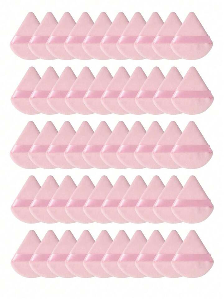 50pcs Triangular Velvet Makeup Powder Puff, Facial Powder Puff, Reusable Makeup Powder Puff, Facial And Eye Makeup Powder Puff, Soft Makeup Foundation Make-Up Powder Puff, Makeup Foundation Make-Up Facial Powder Dry Makeup Tools | SHEIN