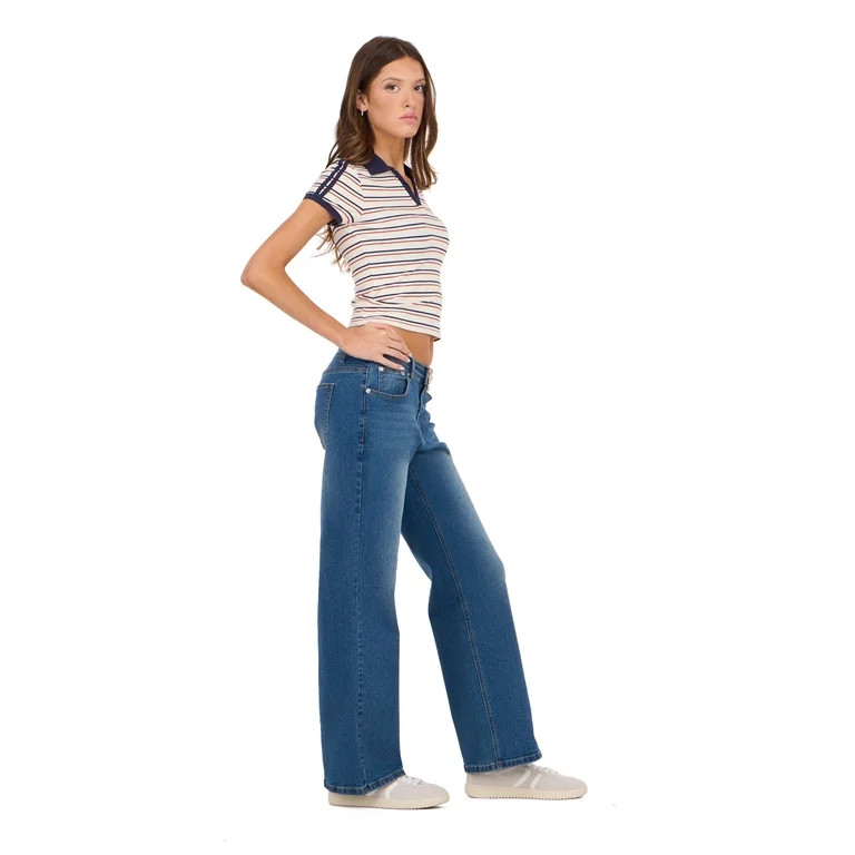 Forever 21 Women’s Polo Tee with Allover Stripes Casual Classic Trend Style, XS-XL | Walmart (US)