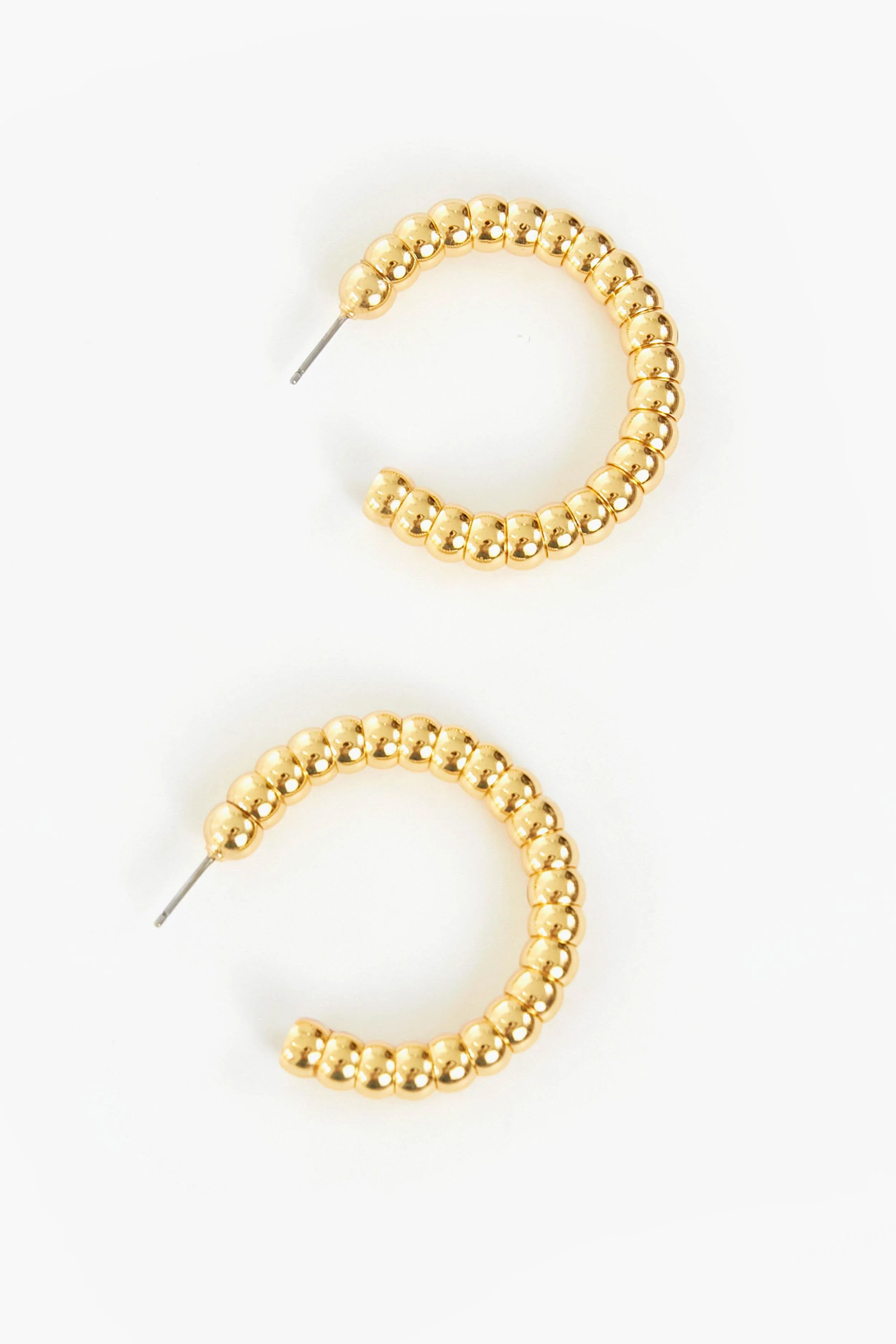 Gold Beaded Mila Hoop Earrings | Tuckernuck (US)