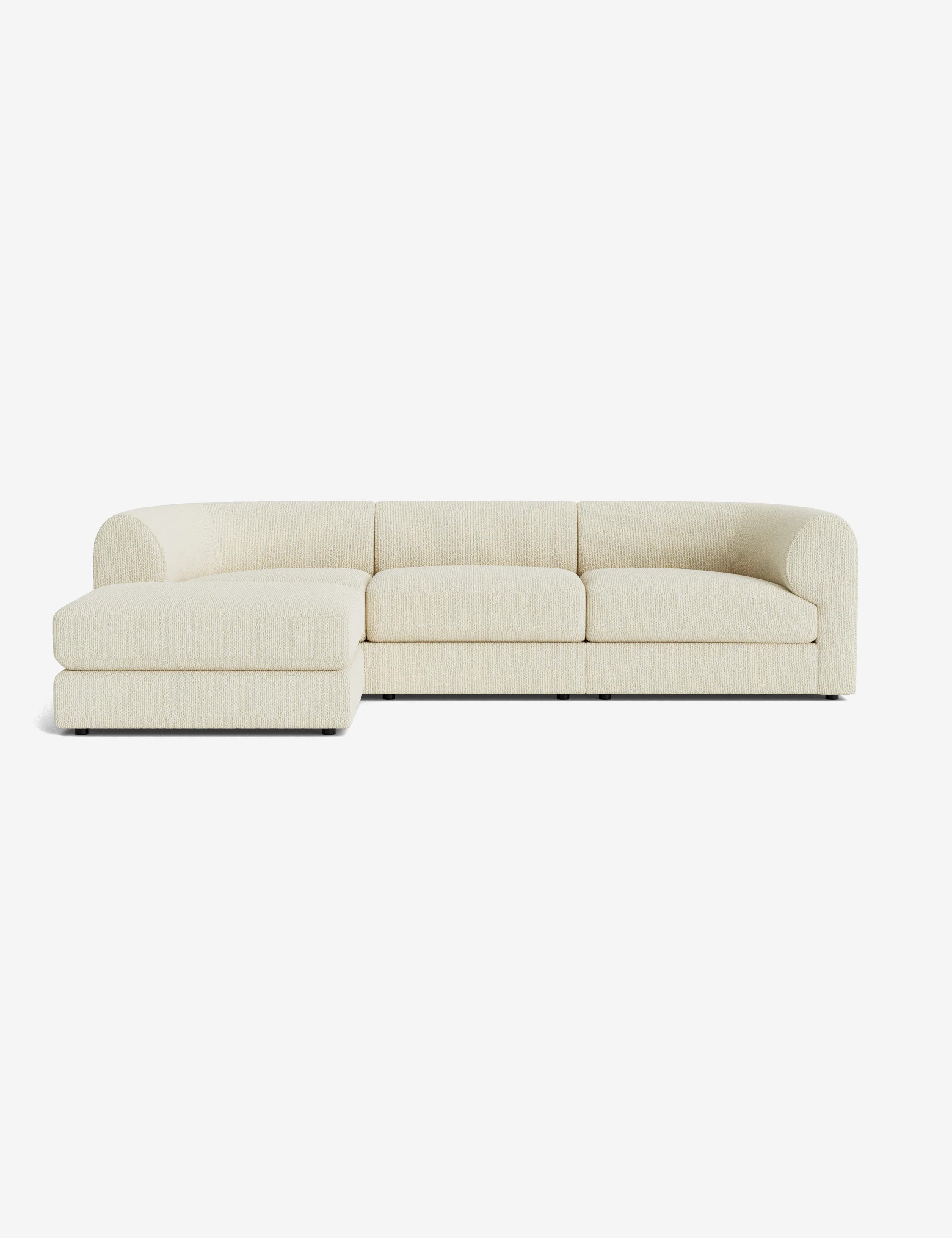 Sergio Modular Sectional Sofa With Ottoman, Ivory Basket Boucle | Lulu and Georgia 