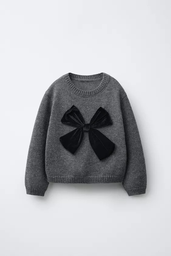 KNIT JUMPER WITH VELVET BOW | Zara US